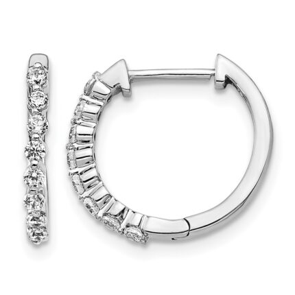 10k White Gold Diamond Hinged Hoop Earrings