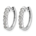 10k White Gold Diamond Hinged Hoop Earrings - Image 2