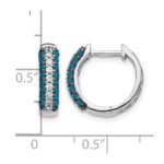14k White Gold White and Blue Diamond Hinged Hoop Earrings - Image 4