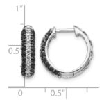 14k White Gold White and Black Diamond Hinged Hoop Earrings - Image 4