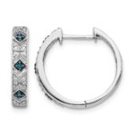 14k White Gold Blue/White Diamond Hinged Hoop Earrings