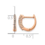 14k Rose Gold Polished Diamond Hinged Hoop Earrings - Image 4