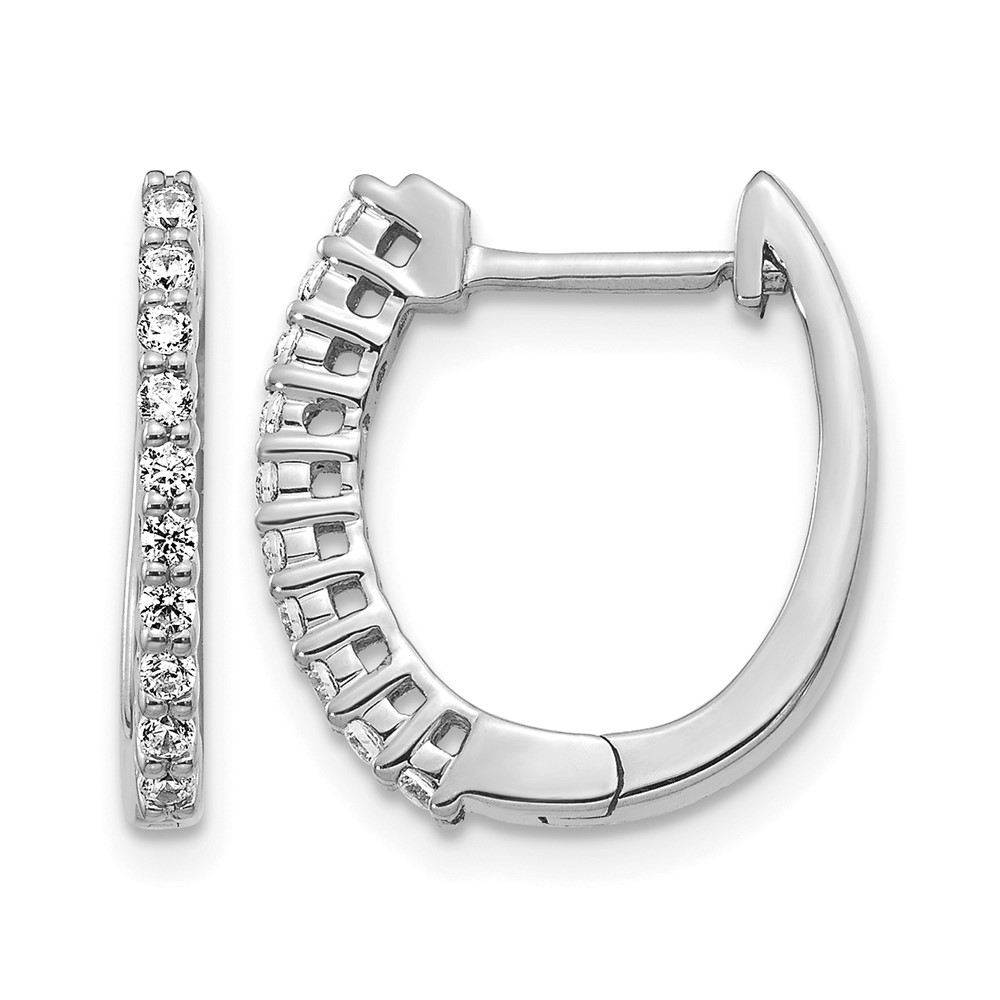 EM5411-025-WA-1.jpg 14k White Gold 1/4 carat Lab Grown Diamond VS/SI+ G+ Complete Hinged Hoop Earrings - Image 1