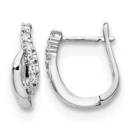 14k White Gold Diamond Hinged Earrings