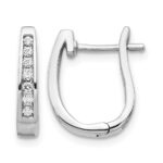 14k White Gold Diamond 3mm Hinged Hoop Earrings