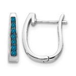 14k White Gold Blue Diamond 3mm Hinged Hoop Earrings