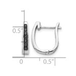 14k White Gold Black Diamond 3mm Hinged Hoop Earrings - Image 4