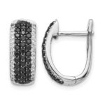 14k White Gold Black and White Diamond Hinged Hoop Earrings
