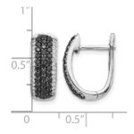 14k White Gold Black and White Diamond Hinged Hoop Earrings - Image 4