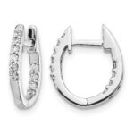 14k White Gold In/Out Diamond Hinged Hoop Earrings