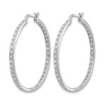 14k White Gold Diamond In/Out Hoop Earrings - Image 2