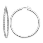 14k White Gold Diamond In/Out Hoop Earrings