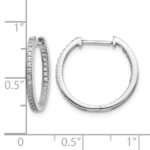 10k White Gold Polished Diamond In/Out Hinged Hoop Earrings - Image 4