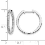 10k White Gold Polished Diamond In/Out Hinged Hoop Earrings - Image 4