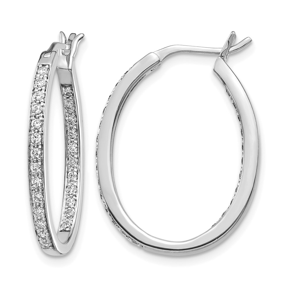 EM5426-050-WA-1.jpg 14k White Gold 1/2 carat Lab Grown Diamond VS/SI+ G+ Complete In and Out Hoop Earrings - Image 1