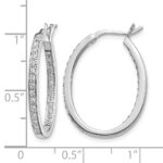 14k White Gold Diamond In/Out Hoop Earrings - Image 4