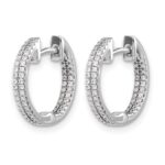 14k White Gold In/Out Diamond Hinged Hoop Earrings - Image 2