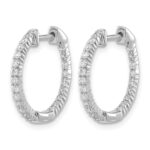 10k White Gold Polished Diamond In/Out Hinged Hoop Earrings - Image 2