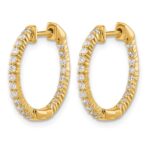 10k Gold Polished Diamond In/Out Hinged Hoop Earrings - Image 2