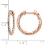 14k Rose Gold Polished Diamond In/Out Hinged Hoop Earrings - Image 4