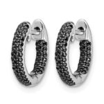 14k White Gold Diamond Hinged Hoop Earrings - Image 2