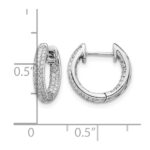 14k White Gold Diamond Hinged Hoop Earrings - Image 4