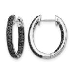 10k White Gold, All Black Diamond In/Out Hoop Earrings
