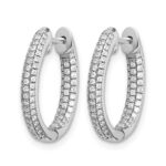 10k White Gold Diamond In/Out Hinged Hoop Earrings - Image 2