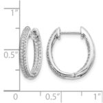 14k White Gold Diamond In/Out Hinged Hoop Earrings - Image 4