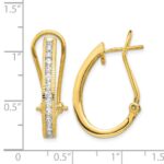 14k Gold Diamond Omega Back Hoop Earrings - Image 2