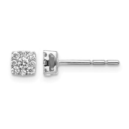 10k White Gold Diamond Cluster Post Earrings