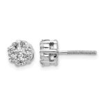 14k White Gold 5/8 carat Diamond Cluster Screwback Post Earrings