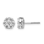 14k White Gold 1 carat Lab Grown Diamond VS/SI+ G+ Screwback Cluster Post Earrings