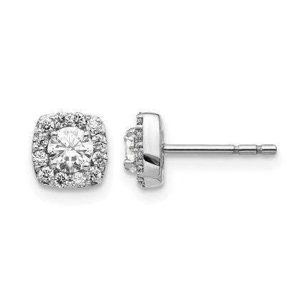 14k White Gold 5/8 carat Diamond Square Cluster Post Earrings