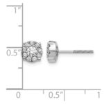 14k White Gold 1/2 carat Diamond Halo Cluster Screwback Post Earrings - Image 4