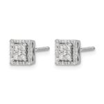 14k White Gold 1/3 carat Diamond Cluster Square Screwback Post Earrings - Image 2