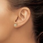 14k 1/3 carat Diamond Cluster Square Screwback Post Earrings - Image 3