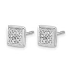 14k White Gold 1/8 carat Diamond Cluster Square Post Earrings - Image 2
