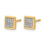 14k 1/8 carat Diamond Cluster Square Post Earrings - Image 2