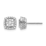 14k White Gold 1/2 carat Diamond Square Cluster Post Earrings