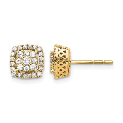 14k 1/2 carat Diamond Square Cluster Post Earrings