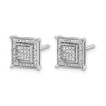 10k White Gold Diamond Small Double Square Bezel Post Earrings - Image 2