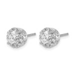 14k White Gold 1/4 carat Diamond (Holds 2-4.8mm Stones) Semi-mount Halo Stud Earrings - Image 2