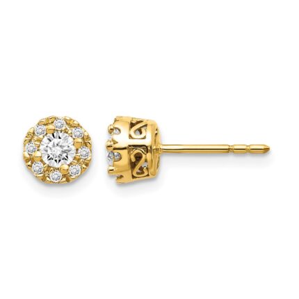 14k 1/10 carat Diamond (Holds 2-3.8mm Stones) Semi-mount Halo Stud Earrings