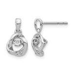14k White Gold Fancy Moving Diamond Dangle Post Earrings