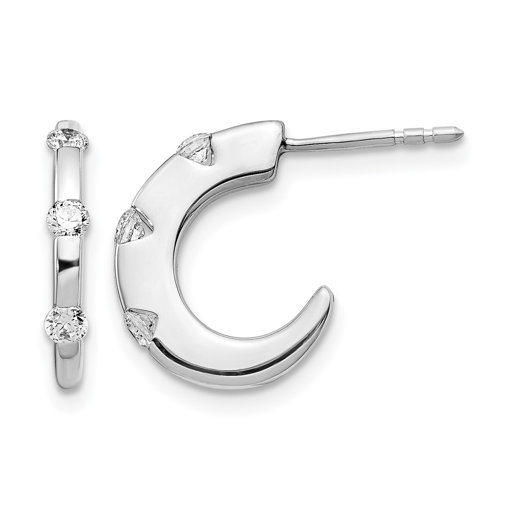 EM5494-033-WA.jpg 14k White Gold 1/3 carat Diamond J-Hoop Post Earrings - Image 1