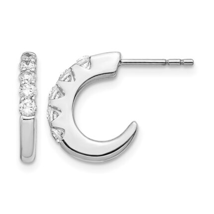 14k White Gold 1/2 carat Diamond J-Hoop Post Earrings