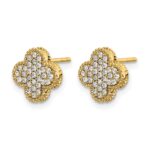 14k 1/3 carat Pave Diamond Quatrefoil Post Earrings - Image 2