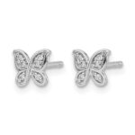 14k White Gold Diamond Butterfly Post Earrings - Image 2