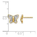 14k w/Rhodium Diamond Butterfly Post Earrings - Image 4